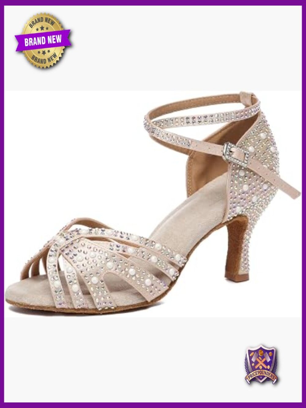 Rhinestone Heel Dance Shoes for Women Wedding Sandals
